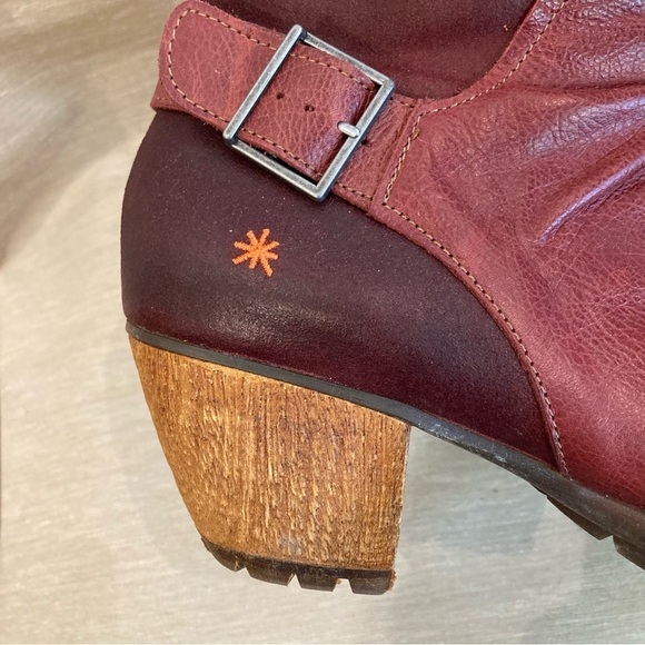 ART Sz 40 Oslo  Leather Stacked Wooden Heel High Ankle Zipper Booties Boots - Picture 9 of 11